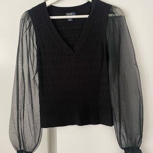 Anthropologie Maeve Black Textured Knit Top
